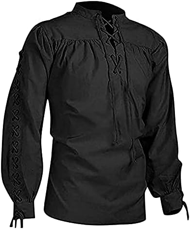 Гроздобер машка витешка руфла со долги ракави средновековна кошула готска ретро кошула врвови