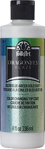 Фолкарт Змеј Глаз разновидна акрилна занаетчиска боја, сино-зелено-златно смена 8 fl Oz Premium акрилна боја, совршена за лесна