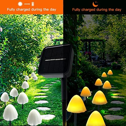XVZ Надворешни Соларни Градинарски Светла, 12 LED Мини Соларни Светла За Печурки, 8 Режими Божиќно Водоотпорно Декоративно Осветлување