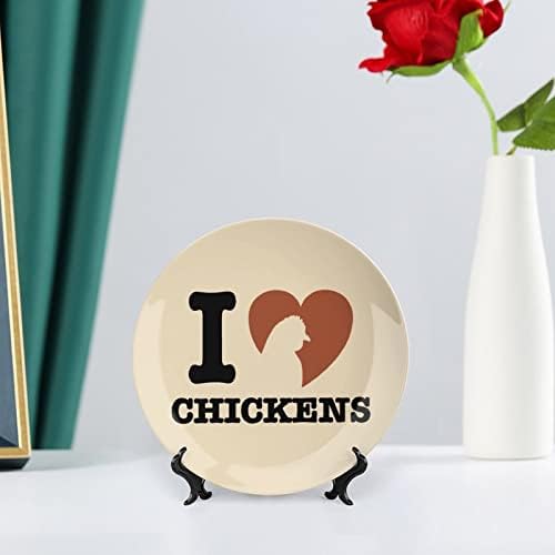 Јас сакам кокошки декоративни чинија тркалезни керамички плочи со приказ за свадбени декор за домашна канцеларија