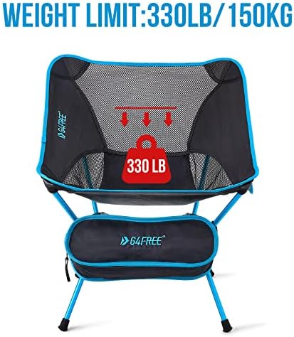 G4Free 2 парчиња Преклопување столчиња за кампување, ултралејт компактен ранец за преклопување столици трева столици тешки 330 килограми