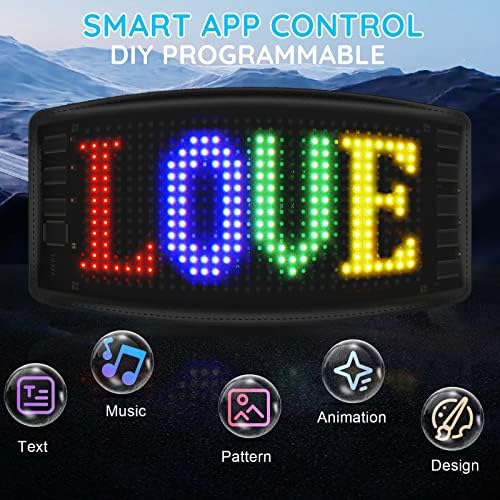 Kjoy Mini LED знак, 7.2'''x3.4 Bluetooth Bluetooth Bluetooth LED матрица панел, скролување на паметната контрола на апликацијата