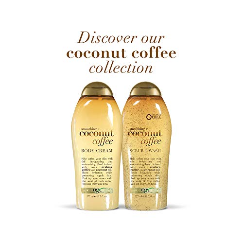 Creamming ogx Измама + крем за тело од кокосово кафе 19,5 мл и анти-коса есен + кондиционер за зајакнување на кофеинот кофеин со кофеин,