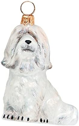 Радост на светското куче Хаванез Бело ZKP2685 Стаклен Божиќен украс за подароци