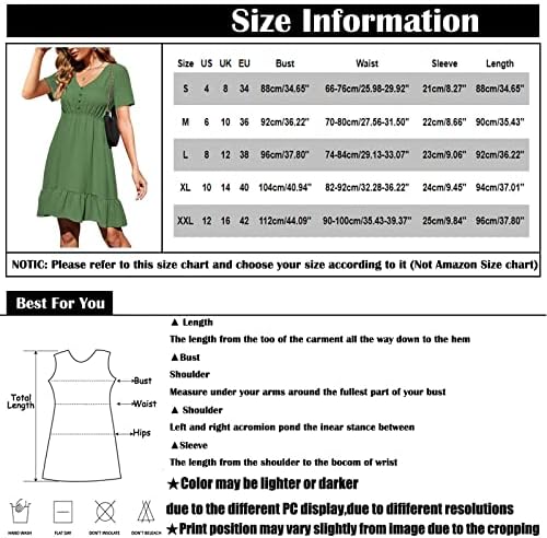 Amxyfbk женска цврста боја руфла полите со високи половини здолништа со кратки ракави со шифон со шифон, елегантен фустан за жени2023