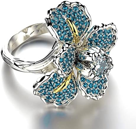 2023 година Нова рачно изработена раскошна треперење на женските партии цвеќиња кубни цирконија прстен прстен прстен