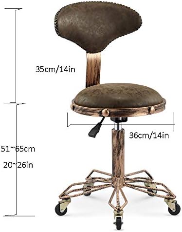 Столче стол на тркалото ， столче стол канцеларија со зелено PU синтетичко кожено седиште ， прилагодлива висина 51-65 см ， Поддржана