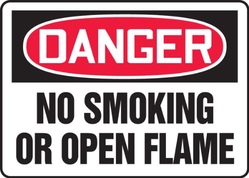 Accuform MSMK120VP Пластичен знак за безбедност, „Опасност без пушење или отворен пламен“, 7 должина x 10 ширина x 0,055 , црвена/црна боја на