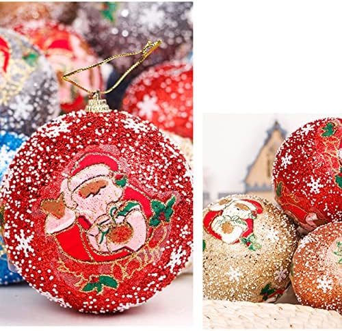 10см Божиќна топка Божиќна забава Декорација на новогодишна елка, приврзоци од пена за пена, печатење Божиќна декорација 2 парчиња