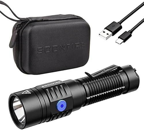 Soonfire E37 USB C полнење на LED рачни светилки, 2530 лумени - ултра -компактен и супер светла за секојдневно носење, работа,