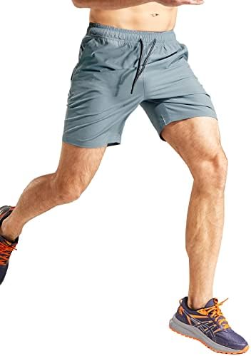 Mier машки тренингот што работи шорцеви 7 инчи лесен атлетски со џебови со патенти без лагер за брзо суво салата за активни шорцеви активни