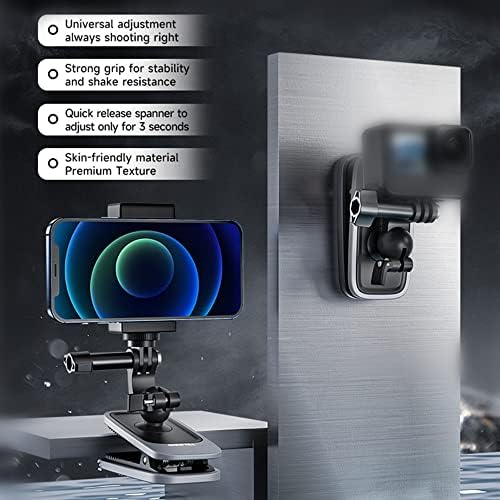 Csyanxing 360 ° Ротација прилагодлив прицврстувач на клипот за ранец за монтирање на додатоци за акциони камера GoPro Hero