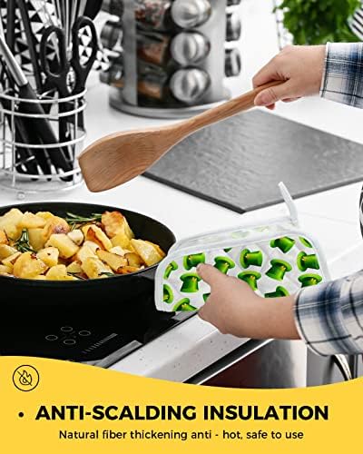 5 држач за тенџере за кујна - Доказ за топлина Трајни држачи за топла рачка Trivet Soft Potholders со висечка јамка Среќен Ден