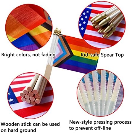 TSMD напредок на виножитото геј -гордост знаме Мала мини рака држејќи ЛГБТ знамиња, 5x8 инчи, 12 пакувања
