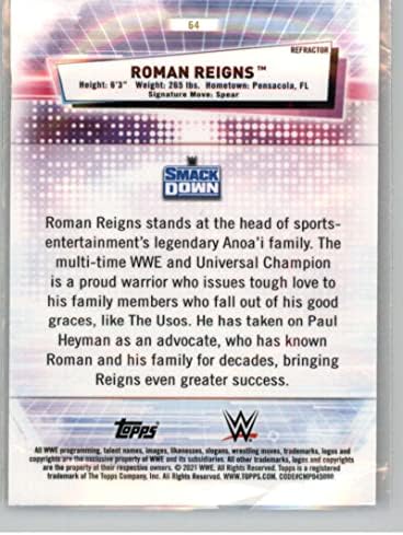 2021 Топпс Хром WWE Refactor 64 Roman Reigns