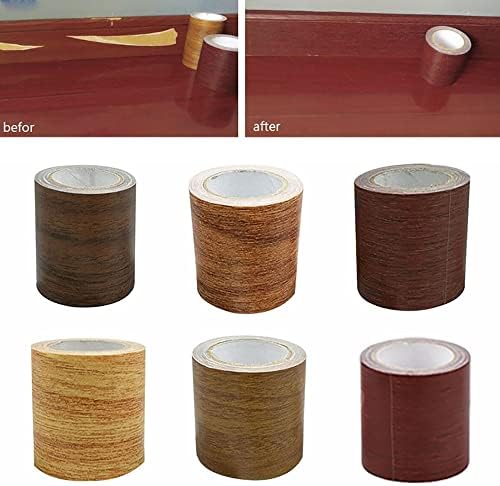 Лента за поправка на Seiwei, реалистична дрвена жито само лепило, водоотпорен мулти-употреба мебел од врата, кат лента, 5,7cmx4,57m, 1 ролна, темно