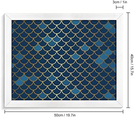 Метални сјајни рибини скала дијамантски комплети за сликање слика 5D DIY целосна вежба Rhinestone Arts Wallид декор за возрасни бело дрво 50 * 40см