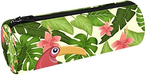 Тропски Тукан птици во лисја молив случај студентска канцелариска торбичка патент пенкало торба шминка козметика торба за училишни