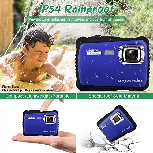 Детска дигитална камера-12 MP Детска камера IP54 RainProof Компактен видео камера со Flash, 8x дигитален зум, точка и фотоапарати за 3-14