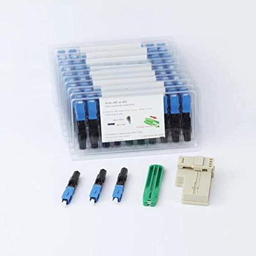 20 парчиња Leite SC UPC Fiber Optic Брзи конектори со соодветни алатки Конектори за повторна употреба на влакна единечен режим