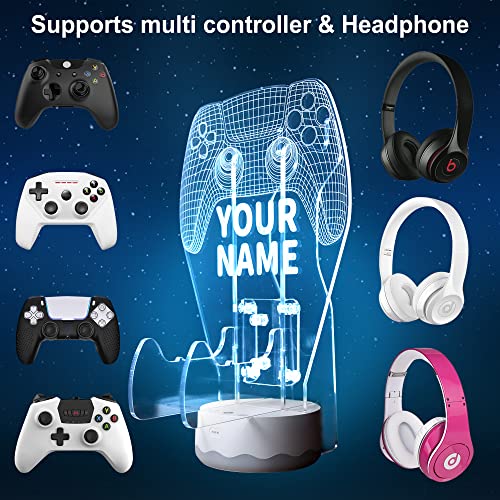 Осветлете го држачот на контролорот на слушалките, 16 бои 3D LED светла GamePad Stand, Hanger Controller Controller за сите универзални додатоци за компјутерски игри