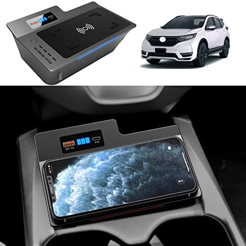 Додатоци за полнач за безжични автомобили HAVK QI 15W за Honda CRV 2018 2018 2020, за iPhone 13/12/11/XS/X/8 Samsung S21/S20/S10