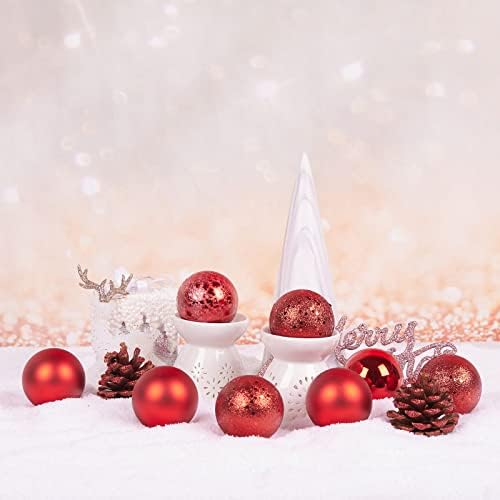Babigo 20 пакувања украси за новогодишни елки поставени Shatterproof xmas топки чаши поставени со борови конуси празнични украси топки за Божиќни
