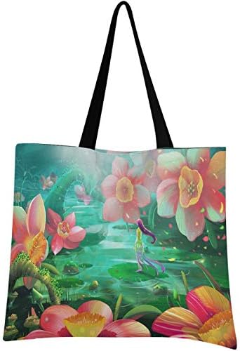 VisesUnny Women Extrage Голема торба за торби самовила девојче цветна рамо торби дами плажа патувања за еднократно намирници за купување