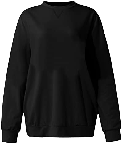 Mrgiinri женски обичен џемпер со долг ракав 2023 екипаж градиент/блок во боја пулвер опуштено вклопување лабави врвови