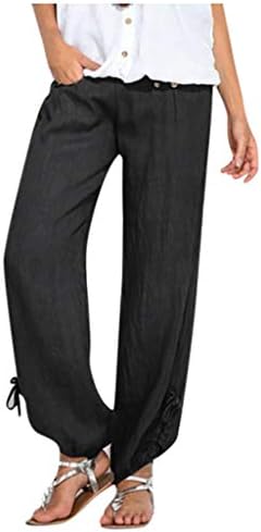 Xiloccer панталони за жени модни обични копчиња цврсти жени памучни панталони панталони и постелни панталони широки лабави панталони