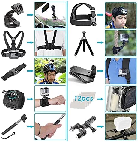 DPOFIRS 50 Во 1 Акционен комплет за додатоци за камера, комплет за додатоци за акциони фотоапарати за повеќето акциони фотоапарати додатоци
