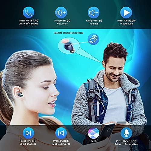 Волт плус технолошки безжичен V5.1 Pro Earbuds компатибилен со LG Tone Style HBS-SL5 IPX3 Bluetooth Touch Водоотпорен/намалување на шума/шум/бучава
