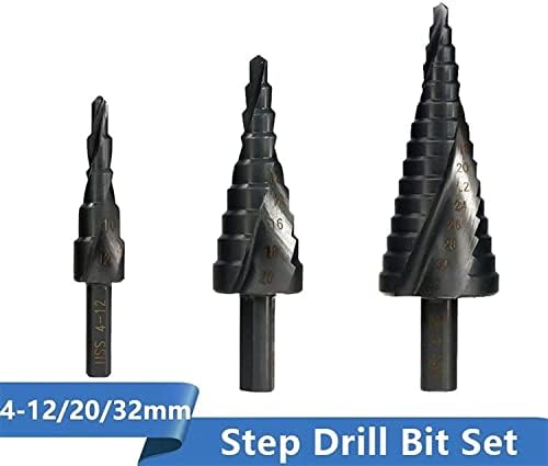 Luvuokye Steel Driph Bits алатки Чекор за вежбање бит постави обложени спирални жлебови дрвени метални дупки за сечење чекори за