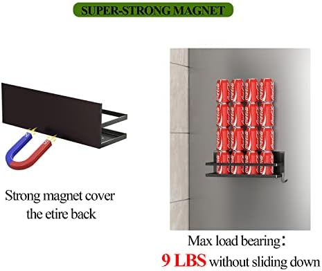 Alphyse Magnetic Spice Rack, 11,8 инчи магнетна полица за фрижидер, силен организатор на магнетски фрижидер, организатор на магнетна кујна за заштеда на простор со 2 отстранливи к