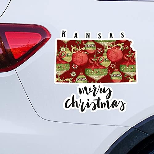 Канзас домашна држава Божиќни налепници Мери Божиќ Канзас Мапа за автомобили Дек Дек Божиќна декорација прозорец Декл Винил