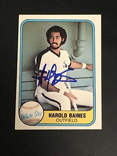 HOF HAROLD BAINES 1981 Fleer Rookie потпиша автограмирана картичка 346 White Sox - Бејзбол плоча со автограмирани картички