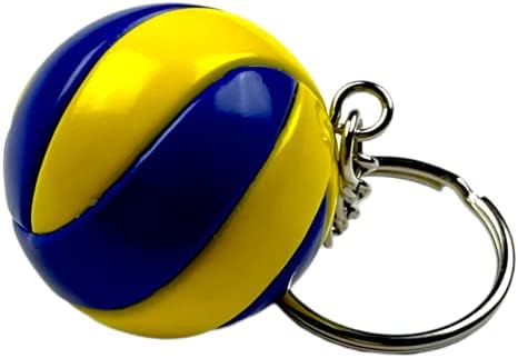 Одбојка за клучеви за клучеви од кожена топка сина жолта спирална дизајн украс реалистична новинарска сувенир шарм подароци