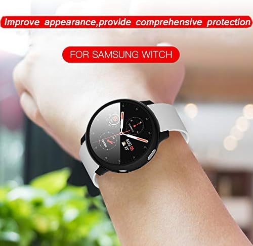 Компатибилен со Samsung Galaxy Watch Active 2 Case со HD заштитник на тврд екран, тенок чувар на тенок браник целосна покривка