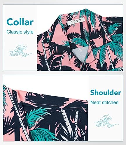 Менс Хавајски Алоха кошули со пакувања Цветни тропски плажа случајно копче надолу