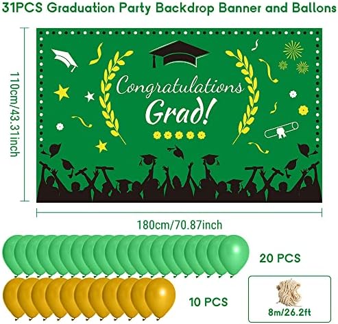 2023 Дипломирање Украси Позадина Банер, Големи Честитки Град Банер, 71 х43 Честитки Банер+30 ПАРЧИЊА Балони За Дипломирање На Училиште