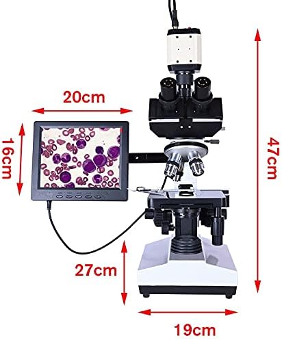 Лхлл Професионална Лабораторија Биолошки Тринокуларен Микроскоп Зум 2500Х + УСБ Електронска Дигитална ЦЦД Камера + 8-инчен Лцд