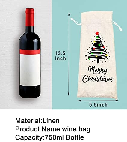 Персонализирана Божиќна Торба За Вино, Подарок За Божиќ, Торби За Подароци За Среќен Божиќ, Вреќи Со Шишиња Со Вино, Празнични Вреќи