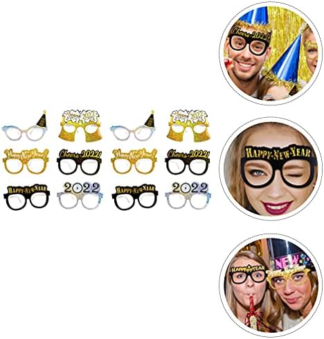 Keseoo 12 парчиња Нова Година Глади смешни стаклени рамки Фенси очила за славење на забави за 2022 година