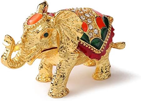 Кутии за ситници со слонови на фуруида, со ракавици со рачно насликани животни, фигурини украси занает за занает за декор за домови