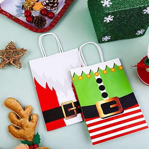 Aneco 24 парчиња Божиќ Дедо Мраз елфите Клаус костум Крафт хартија торби празнична забава торба за шопинг хартиени торби за Божиќни кеси забави
