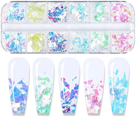 Сирена сјајни нокти уметнички sequins холографски неправилни нокти сјајни снегулки дизајн 3Д сјајни филмови налепници на маникир конфети