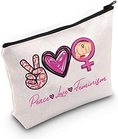 ЛЕВЛО Смешен Феминизам Козметичка Торба За Шминка Подарок За Зајакнување На Жените Мир Љубов Феминизам Торбичка Со Патент Торбичка Феминистички