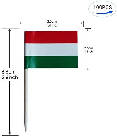 Javd Cyps 100 парчиња Унгарија знаме Унгарци знамиња за чепкалка за заби, мали мини стапчиња за кекс на кекс, знамиња на унгарците,