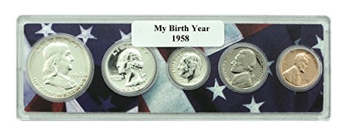 1958-5 Година На Раѓање На Монети Поставена Во Американски Носител На Знаме Нециркулирана
