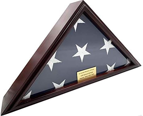 Декомил 5' х9 ' Витрина За Знаме За Погребување На Американски Ветеран-Цврсто Дрво, Завршна Обработка На Цреша, Рамна Основа
